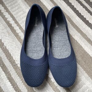 Allbirds Tree Breezers Navy Knit  Washable Lightweight Ballet Flats Women's 10